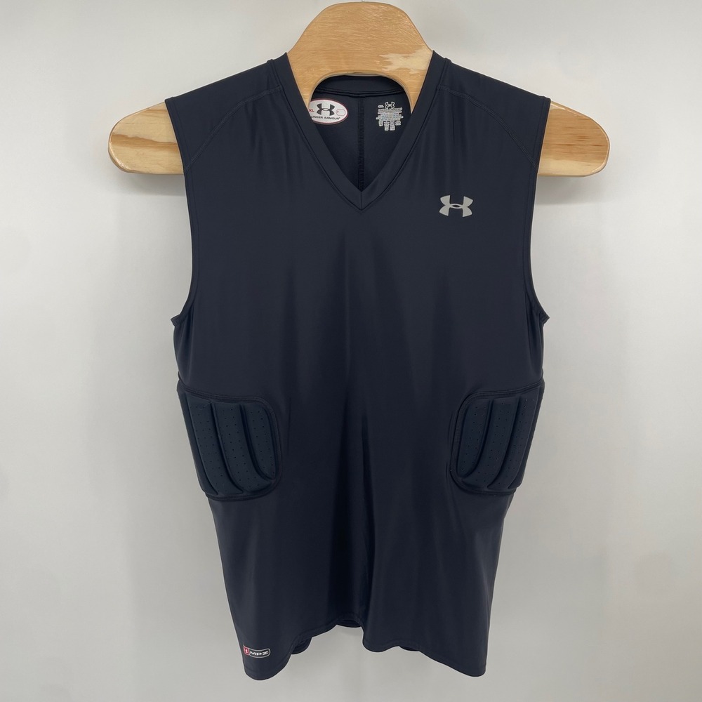 Under‎ Armour Padded Compression Shirt Mens 3XL Black MPZ Rib Protection Tank